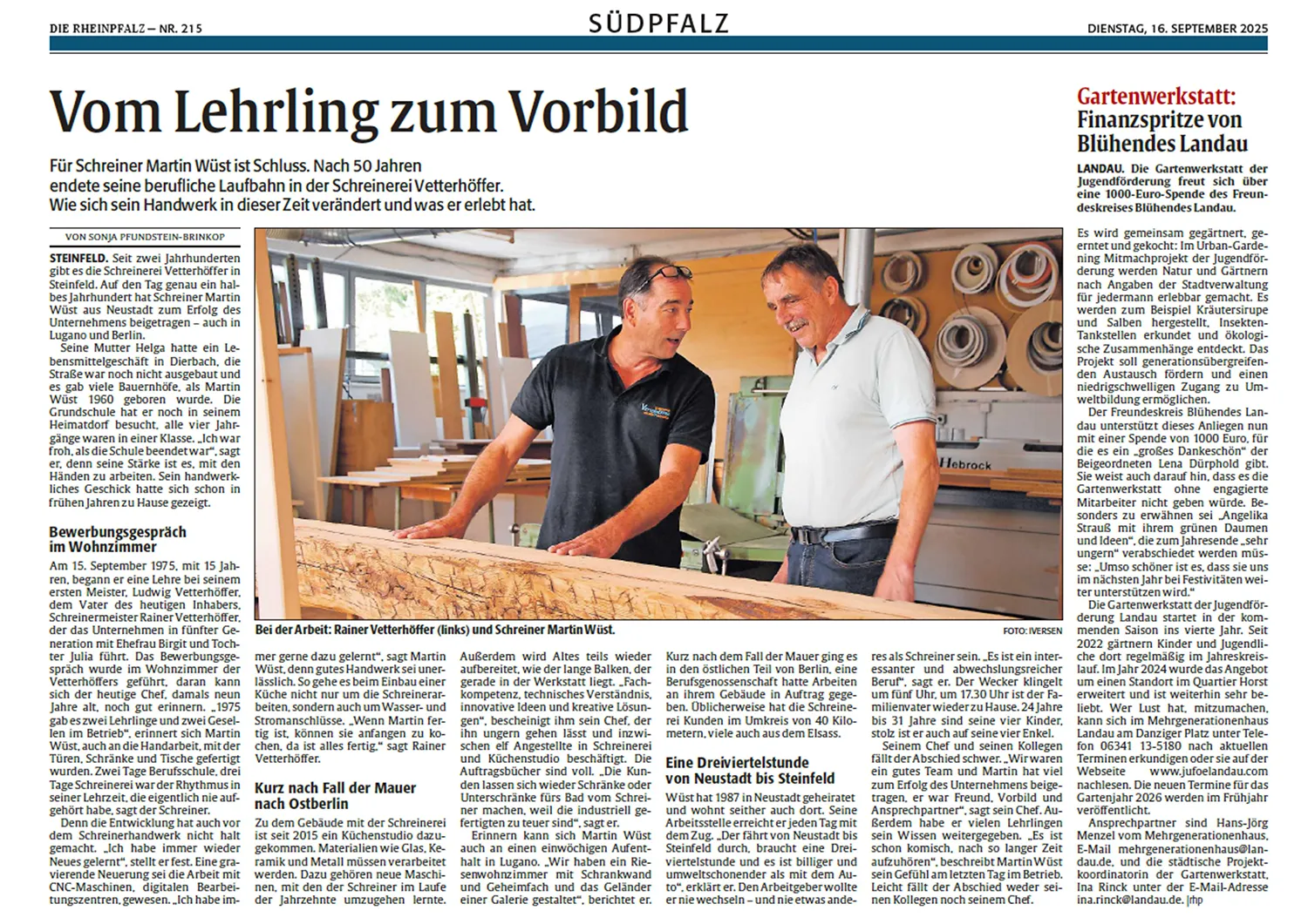 Küchenausstellung & Schreinerei Vetterhöffer - Steinfeld - Pfalz - Rainer Vetterhöffer - Martin Wüst